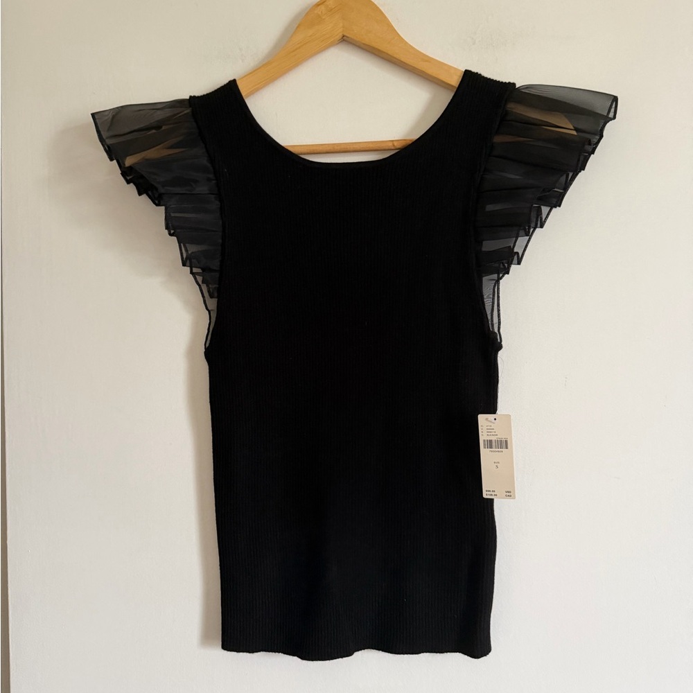 NWT By Anthropologie Black Ruffled Sweater Tank size Small - Picture 6 of 11